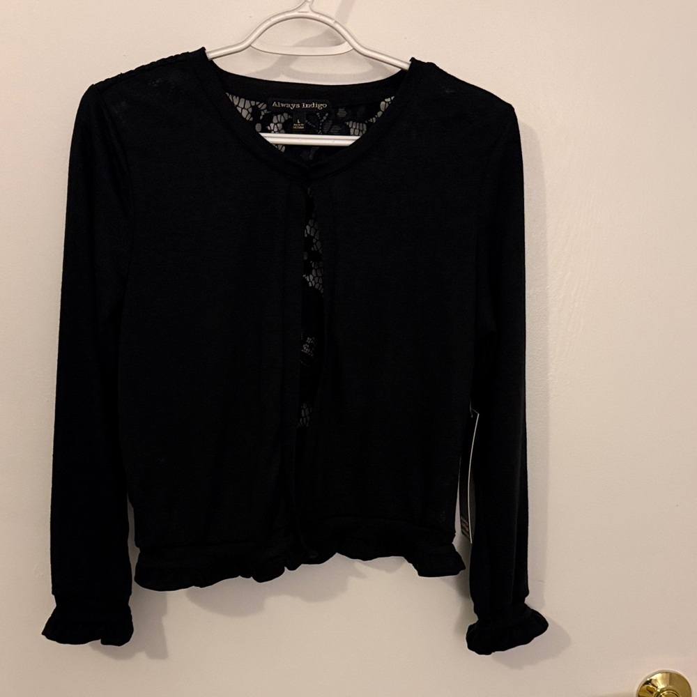 Always Indigo Women's Black Cardigan Sweater